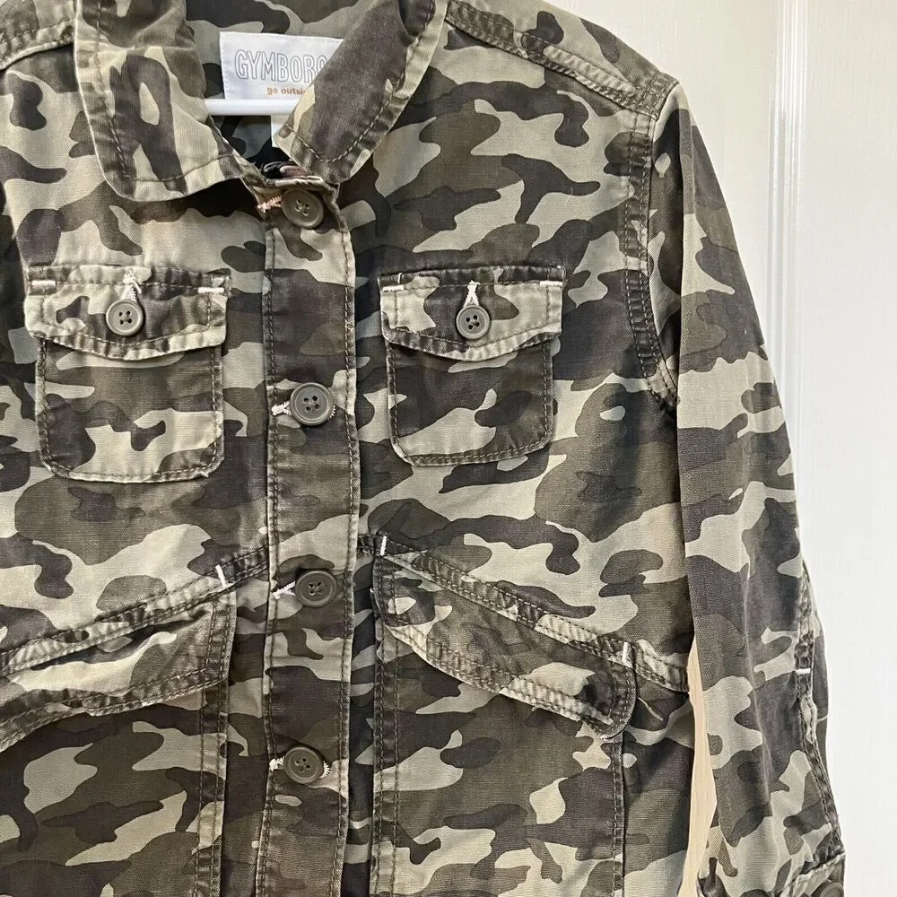 Gymboree Hello Sunshine Embroidered Camo Utility Jacket Girls Size Small 5-6